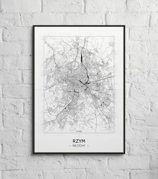 rzym-czarno-biala-mapa-50x70-stan-nowy
