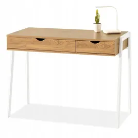 male-debowe-biurko-z-szufladami-borr-na-bialych-nogach