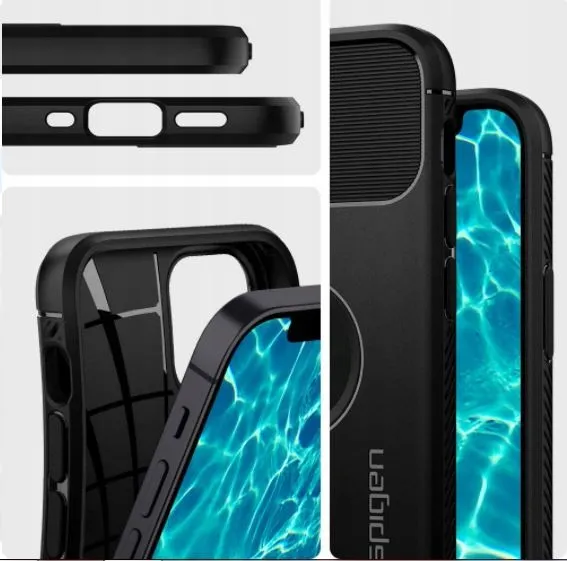 plecki-spigen-do-iphone-13-mini-rugged-armor-cz-funkcje-ladowanie-indukcyjne-pochlanianie-wstrzasow