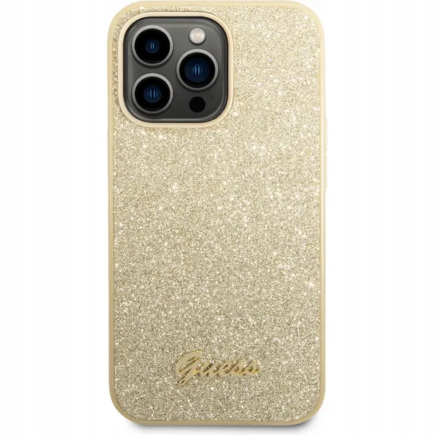 plecki-guess-do-iphone-14-pro-glitter-script-zloty-kolor-zloty