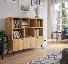designerski-regal-na-ksiazki-z-szafka