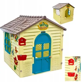 domek-ogrodowy-dla-dzieci-duzy-z-tablica-karmnikiem-i-doniczka-kolorowy