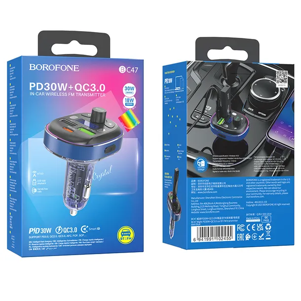 borofone-transmiter-fm-bc47-might-mp3-bluetooth-2xusb-typ-c-qc-3-0-1-stan-opakowania-oryginalne