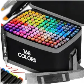 markery-alkoholowe-168-szt-flamastry-mazaki-pisaki-dwustronne-pro-torba