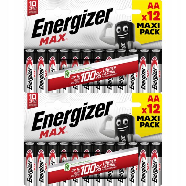 24x Bateria ENERGIZER Max LR6 AA R6 E91 1,5V