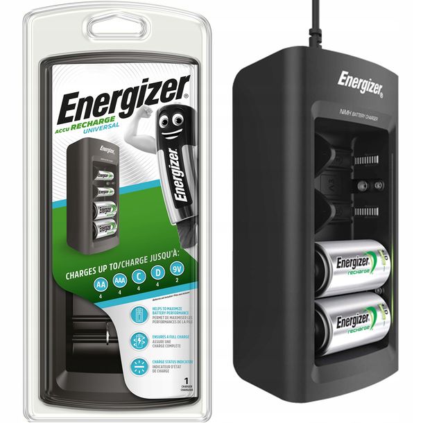 ﻿Ładowarka ENERGIZER Universal Akumulatorków AAA R3 AA R6 C R14 D R20 9V