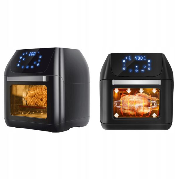 PIEKARNIK BEZTŁUSZCZOWY 12L XXL 1500W FRYTKOWNICA AIR OVEN FRYER ROŻEN LCD