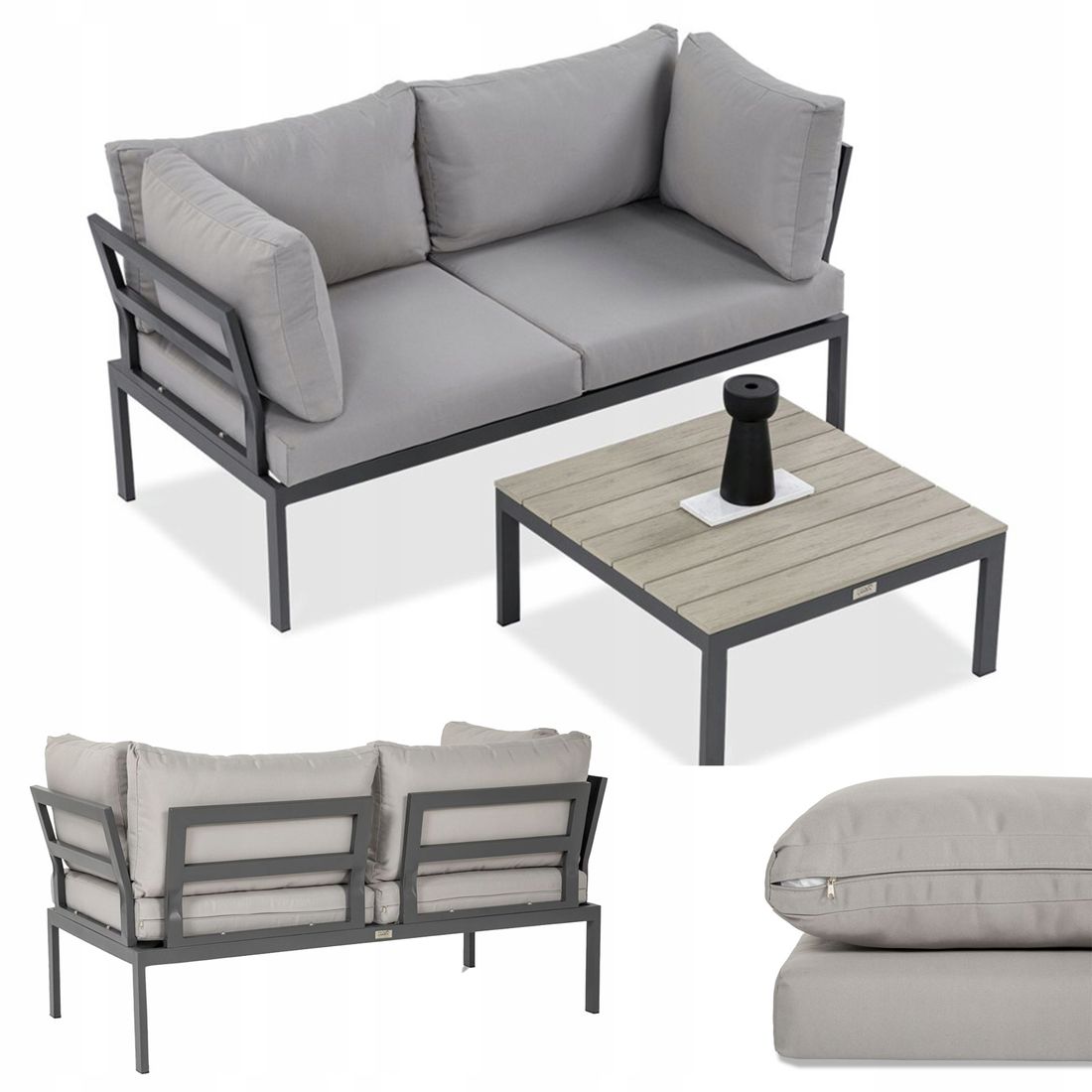 Narożnik Ogrodowy + Stolik Podnóżek 2w1 Java Zestaw Ogrodowy Biały ...