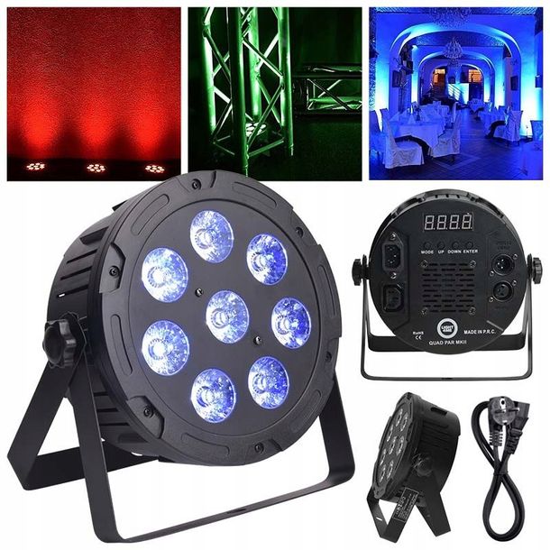 REFLEKTOR OŚWIETLENIE SCENICZNE LED LIGHT4ME QUAD PAR 8x10W RGB EVENTY DJ