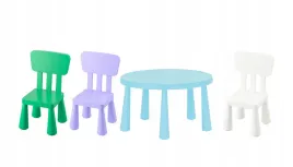 ikea-mammut-stolik-jasnoniebieski-3-krzeselka-bialy-zielony-liliowy