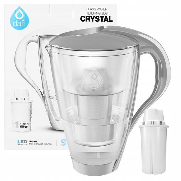 Szklany dzbanek filtrujący Dafi Crystal LED 2l szary + filtr Classic