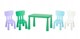 ikea-mammut-stolik-jaskrawozielony-77x55-cm-4-krzeselka-wielokolorowe