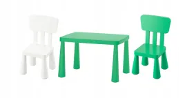 ikea-mammut-stolik-zielony-77x55-cm-2-krzeselka-bialy-jaskrawozielony