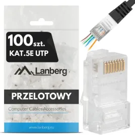 100x-wtyk-wtyki-koncowki-wtyczka-rj45-8p8c-utp-cat-kat-5e-przelotowe-lanber