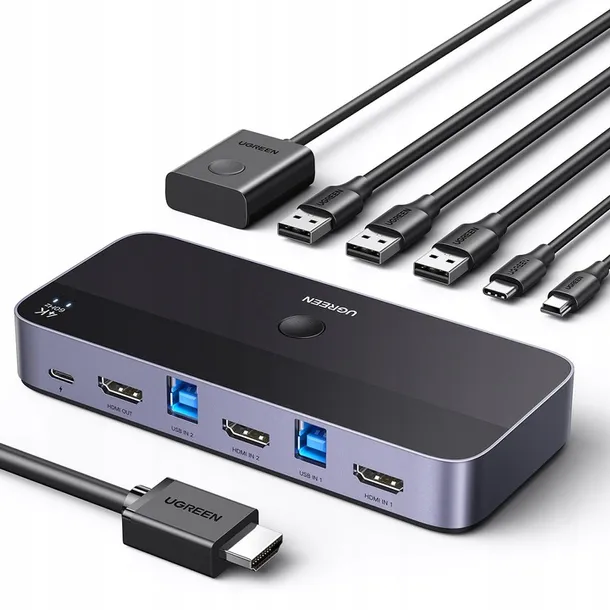 ugreen-przelacznik-switch-kvm-2w1-hdmi-usb-a-usb-b-usb-c-micro-4k-2x-kabel-stan-nowy-producent-inna