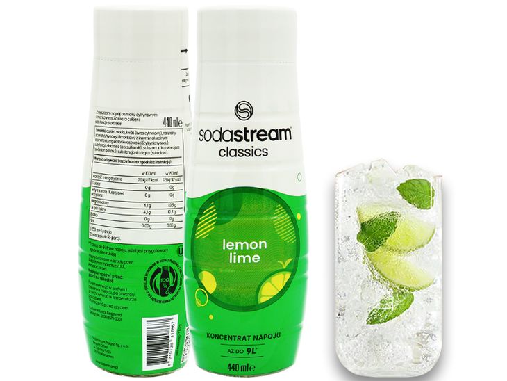 SYROP KONCENTRAT LEMON LIME DO SATURATORA SODASTREAM 9L NAPOJU z 440ml