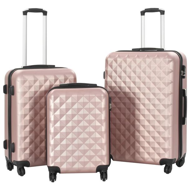 Lumarko Zestaw twardych walizek, 3 szt., różowe złoto, ABS