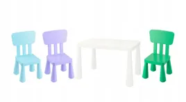 ikea-mammut-stolik-bialy-77x55cm-3-krzeselka-zielony-j-niebieskililiowy
