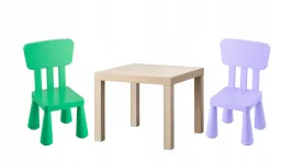 ikea-zestaw-lack-stolik-dab-bejca-mammut-2x-krzeselko-zielony-liliowy