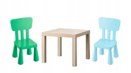 ikea-zestaw-lack-stolik-dab-bejca-mammut-2xkrzeselko-zielony-j-niebieski