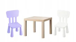 ikea-zestaw-lack-stolik-dab-bejca-bialy-mammut-2-krzeselko-bialy-liliowy