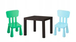 ikea-zestaw-lack-stolik-wenge-mammut-2x-krzeselko-zielony-jasnoniebieski