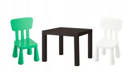 ikea-zestaw-lack-stolik-wenge-mammut-2x-krzeselko-bialy-jaskrawozielony