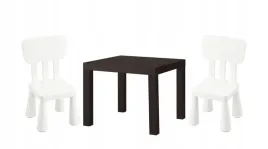 ikea-zestaw-lack-stolik-czarnybraz-mammut-2-x-krzeselko-bialy