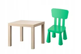 ikea-zestaw-lack-stolik-dab-bejca-biala-mammut-krzeselko-jaskrawozielony