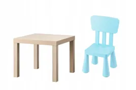 ikea-zestaw-lack-stolik-dab-bejca-bialy-mammut-krzeselko-jasnoniebieski