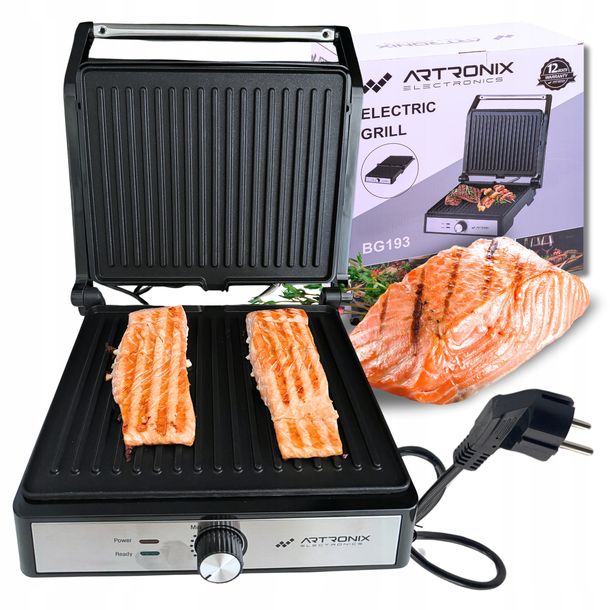 ﻿Grill elektryczny 2000W do panini tostów opiekacz otwierany na płasko