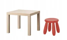 ikea-zestaw-stolik-lack-dab-bejcowany-na-bialo-mammut-stolek-czerwony