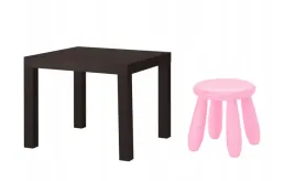 ikea-zestaw-stolik-lack-czarnybraz-mammut-stolek-rozowy