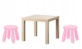 ikea-zestaw-stolik-lack-dab-bejcowany-na-bialo-mammut-2x-stolek-rozowy