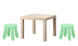 ikea-zestaw-stolik-lack-dab-bejcowany-na-bialo-mammut-2x-stolek-zielony
