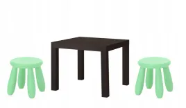 ikea-zestaw-stolik-lack-czarnybraz-mammut-2x-stolek-jasnozielony