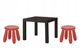 ikea-zestaw-stolik-lack-czarnybraz-mammut-2x-stolek-czerwony