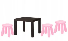 ikea-zestaw-stolik-lack-czarnybraz-mammut-3x-stolek-rozowy