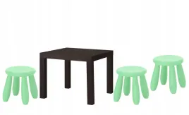 ikea-zestaw-stolik-lack-czarnybraz-mammut-3x-stolek-jasnozielony
