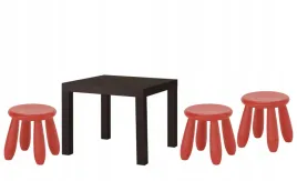ikea-zestaw-stolik-lack-czarnybraz-mammut-3x-stolek-czerwony