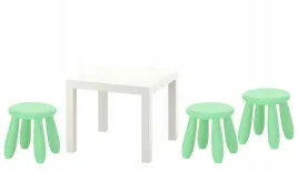 ikea-zestaw-stolik-lack-bialy-mammut-3x-stolek-jasnozielony