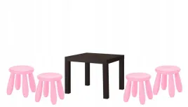 ikea-zestaw-stolik-lack-czarnybraz-mammut-4x-stolek-rozowy