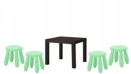 ikea-zestaw-stolik-lack-czarnybraz-mammut-4x-stolek-jasnozielony