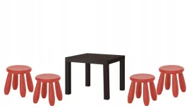 ikea-zestaw-stolik-lack-czarnybraz-mammut-4x-stolek-czerwony