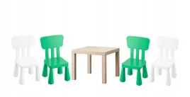 ikea-zestaw-stolik-lack-dab-mammut-4x-krzeselka-bialy-jaskrawozielony