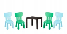 ikea-zestaw-stolik-lack-wenge-mammut-4x-krzeselka-zielony-j-niebieski