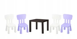 ikea-zestaw-stolik-lack-czarnybraz-mammut-4x-krzeselka-bialy-liliowy