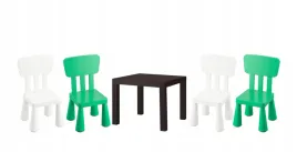ikea-zestaw-stolik-lack-czarnybraz-mammut-4x-krzeselka-bialy-zielony