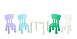 ikea-zestaw-stolik-lack-bialy-mammut-4x-krzeselka-wielokolorowe