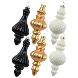 szklane-sople-choinkowe-bombki-ksztaltki-zawieszki-czarno-bialo-zlote-15cm